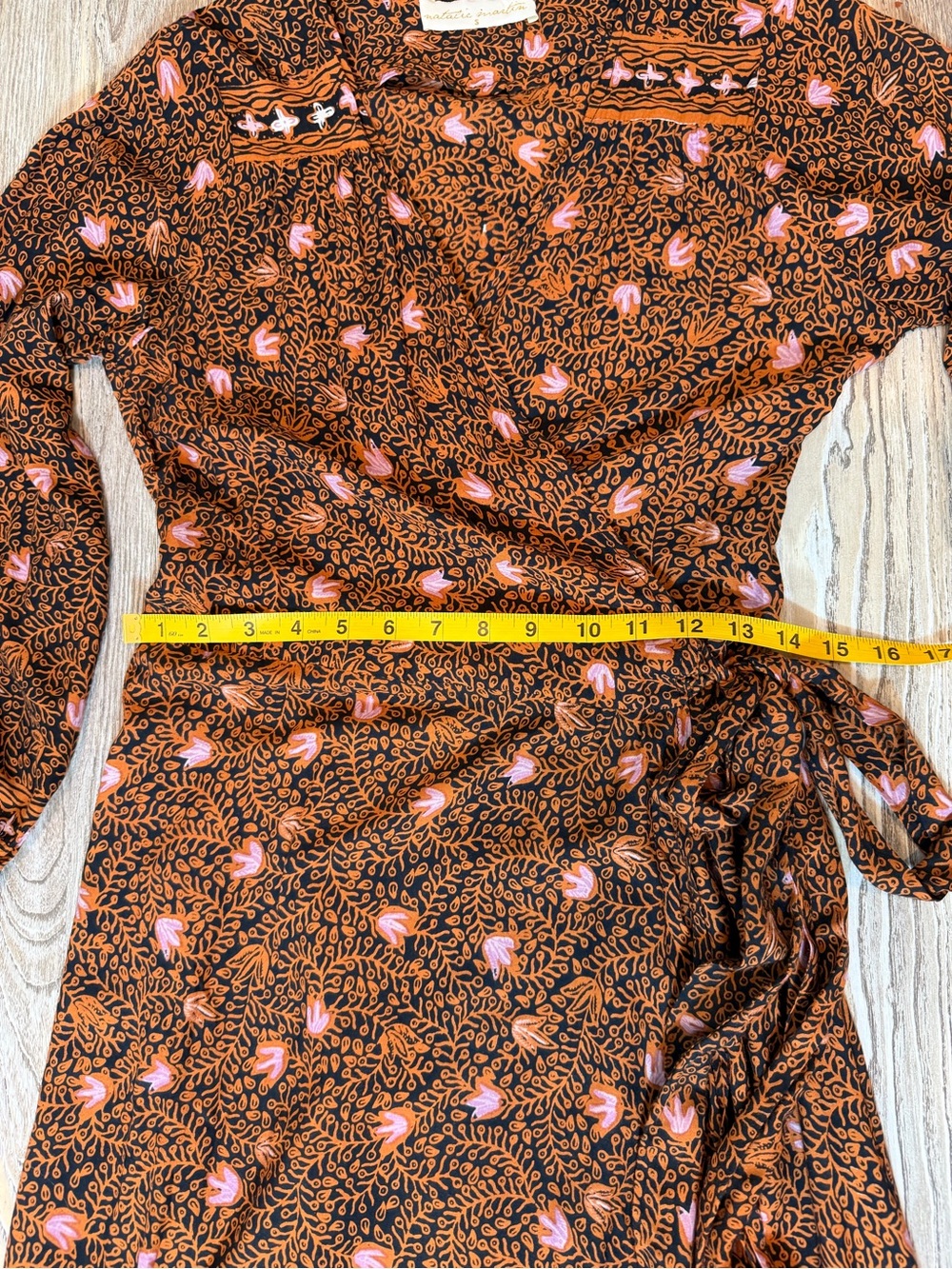 Natalie Martin Kate Handmade Rayon Floral Wrap Maxi Dress Boho Brown Pink Small - Picture 12 of 14